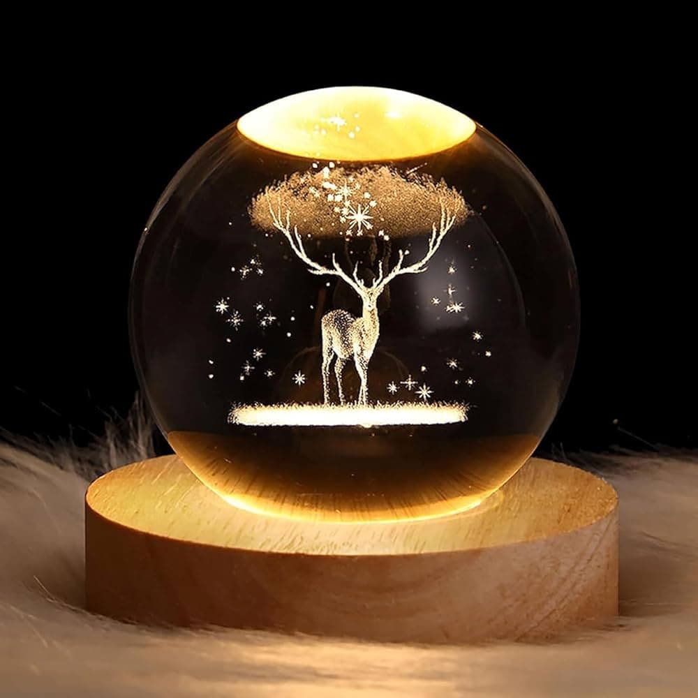 3D Deer Crystal Ball Lamp 2