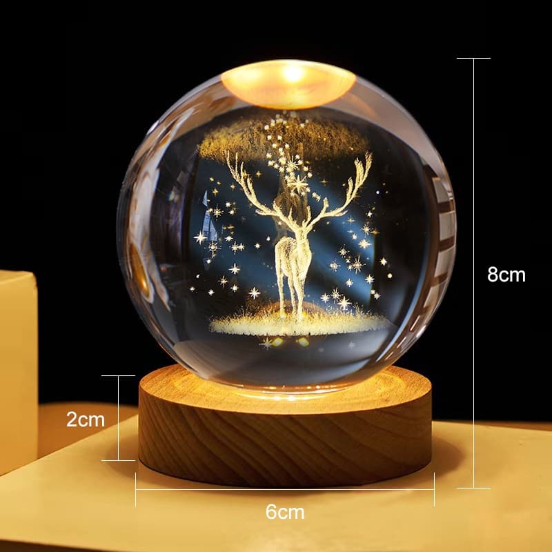 3D Deer Crystal Ball Lamp 3